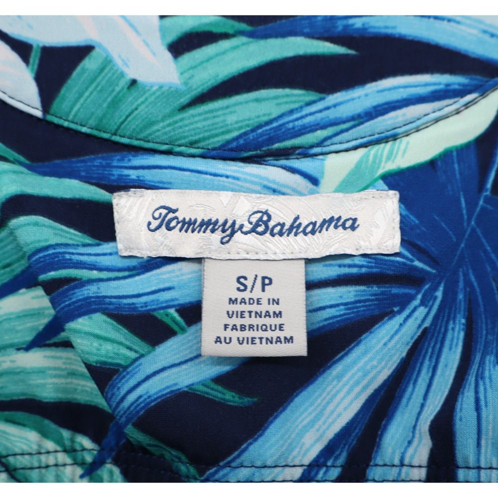Tommy Bahama Sz S Tropical Leaves Maxi Dress Blue Sleeveless Stretch Belt - Picture 4 of 5